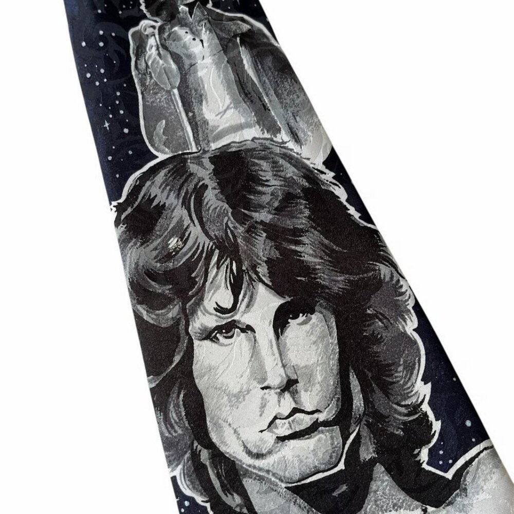 Novelty Necktie with Illustration of Jim Morrison, Bold Monochrome Color Unisex